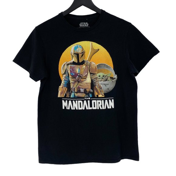 STAR WARS The Mandalorian The Child Sun Graphic Short Sleeve Black Tee Size M - Picture 1 of 12